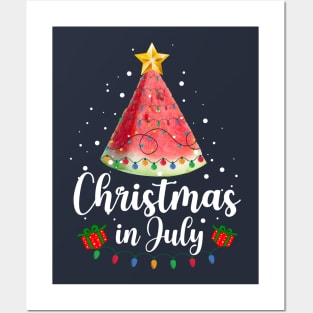 Christmas In July watermelon lover funny Summer Xmas Posters and Art